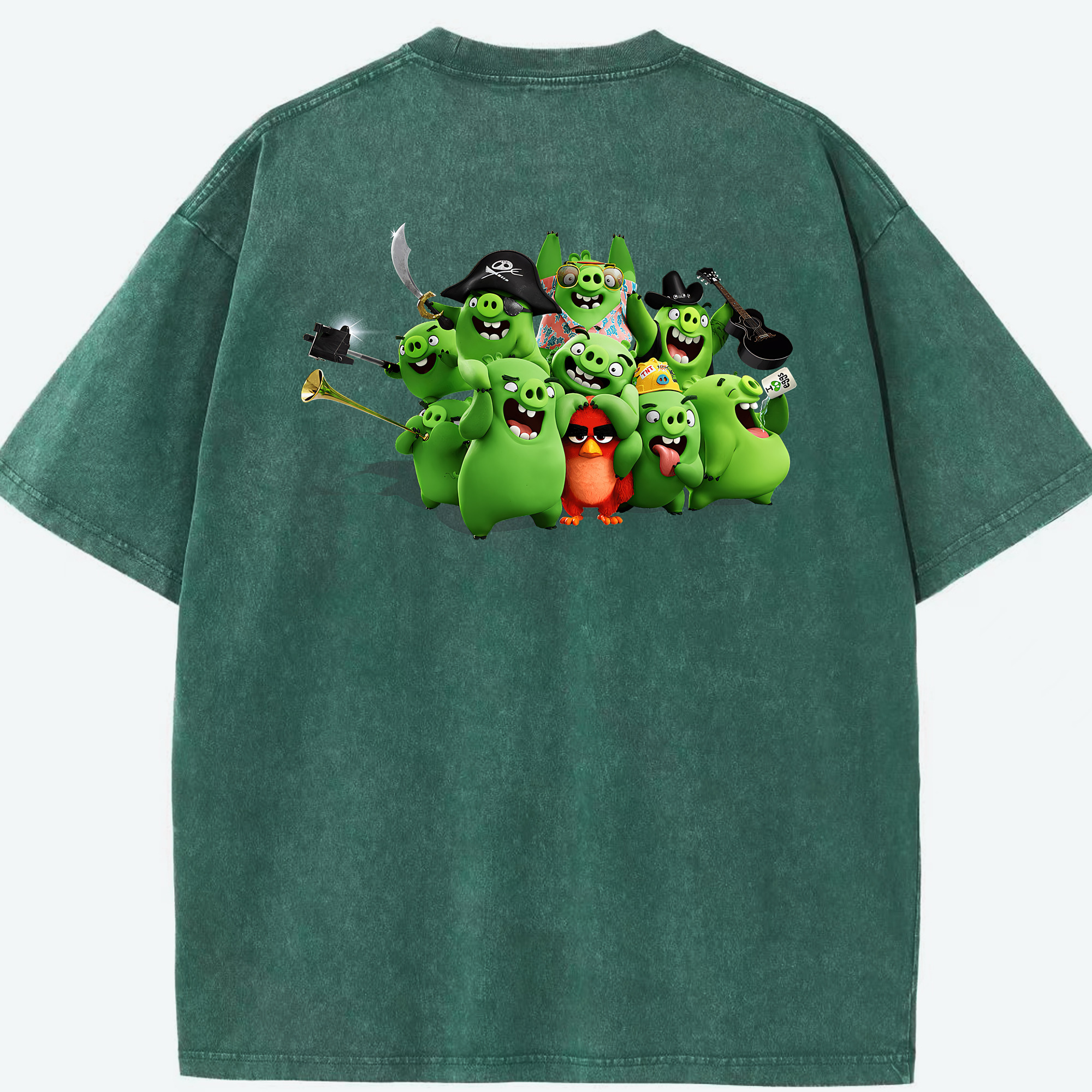 （画像用） Angry Birds アングリーバード 綿100% ヴィンテージ風 半袖Tシャツ（背面プリント）